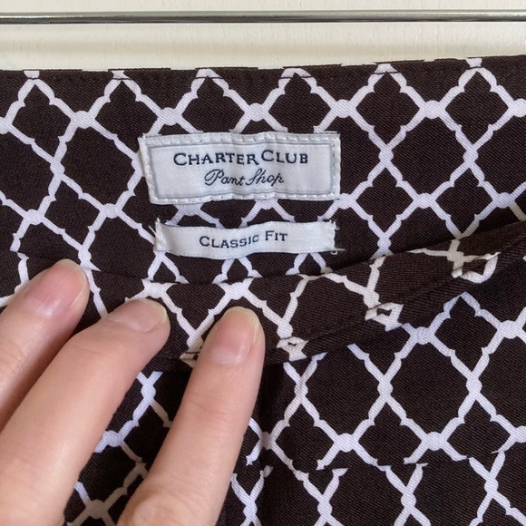 🪻Charter Club Pant Shop Classic Fit Brown & White Patterned Pants A - Picture 2 of 8